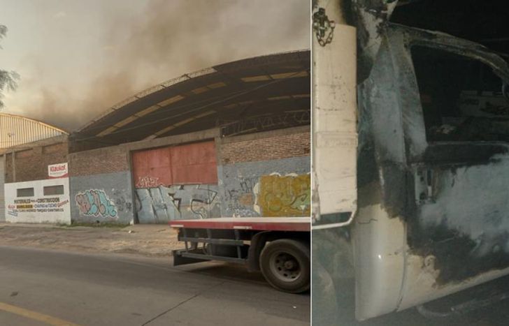 El fuego alcanzó camiones, pallets, techos y paredes.