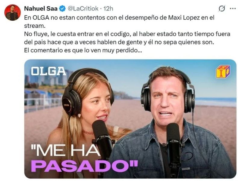 Maxi López y su situación en Olga.