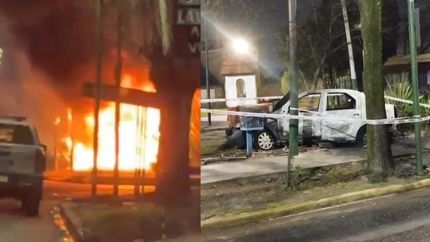 El auto se prendió fuego tras el choque. El auto se prendió fuego tras el choque.