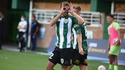 El festejo de Álvarez tras la apertura del marcador. El festejo de Álvarez tras la apertura del marcador.