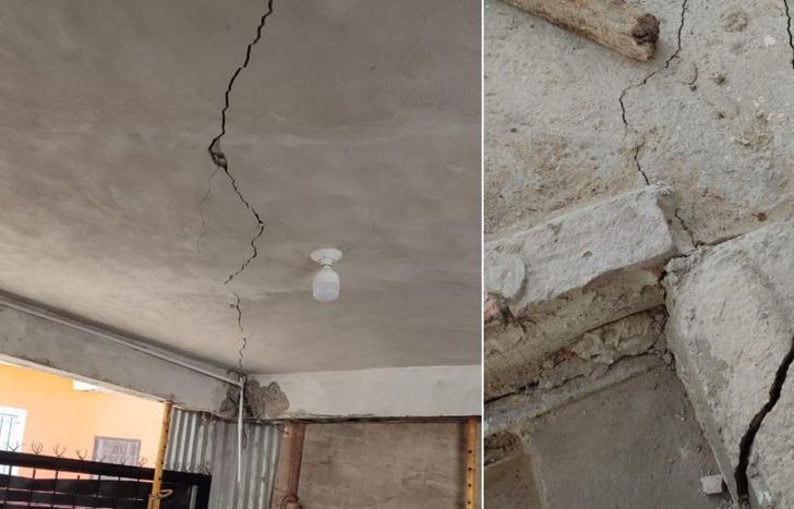 El techo de la vivienda quedó a punto de desplomarse.