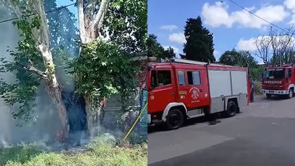 Bomberos de Lomas y Brown intervinieron para apagar el incendio.