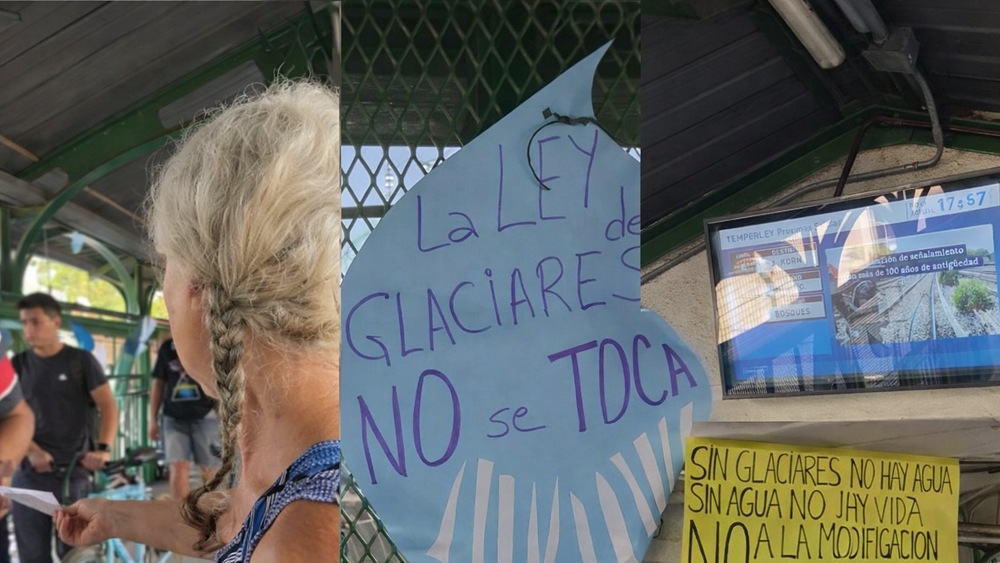 Fuerte difusión en la estación de Temperley en defensa de la ley de glaciares. Fuerte difusión en la estación de Temperley en defensa de la ley de glaciares.
