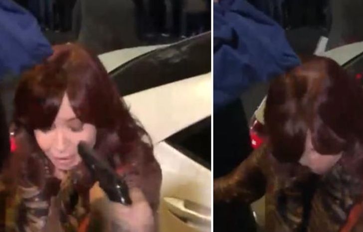 El arma, a centímetros de la cara de la vicepresidenta.