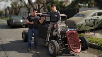 Ezequiel Paoli junto al Rat-Rot y su padre, Emilio.