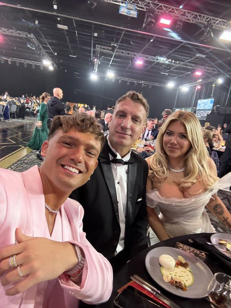 Ian Lucas, con Maxi López y Wanda Nara. 