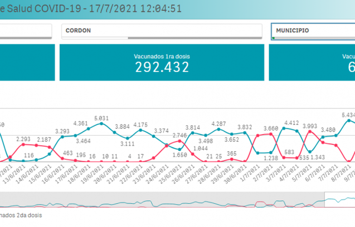 El gráfico de la Sala de Situación del Ministerio de Salud.