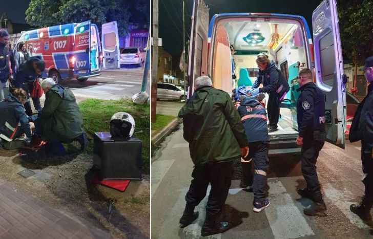 El repartidor atropellado fue asistido por personal de Emergencias 107.