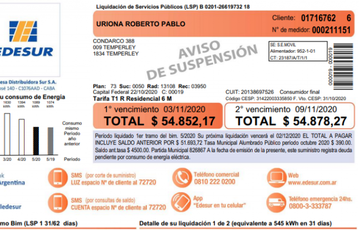 Con aviso de suspensión del servicio.