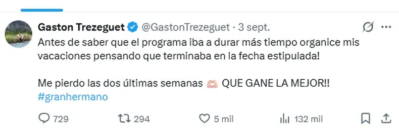 El mensaje de Gaston Trezeguet. 