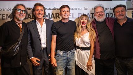 Martín Bossi, Laurita Fernández y elenco, en Mar del Plata.&nbsp;