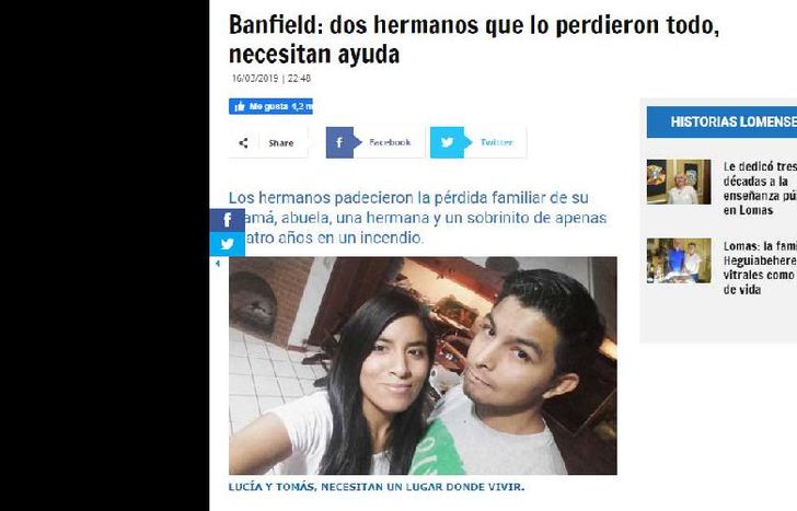 la tragedia de lucía y tomás generaron repercusión y aportes.