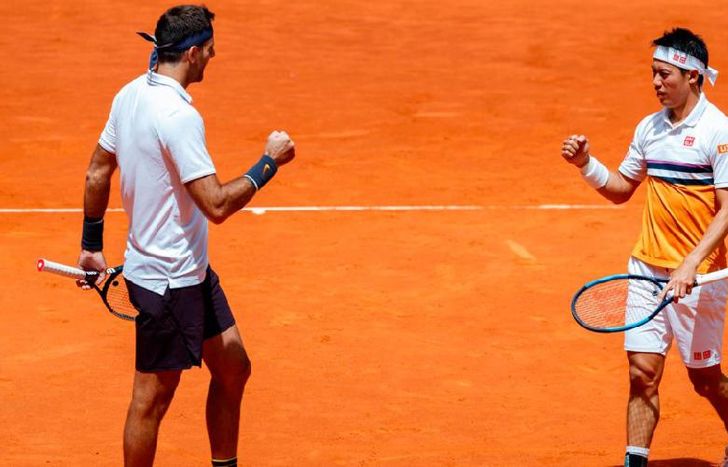 Del Potro volvió al circuito en el torneo de dobles de Madrid con victoria junto a Nishikori.