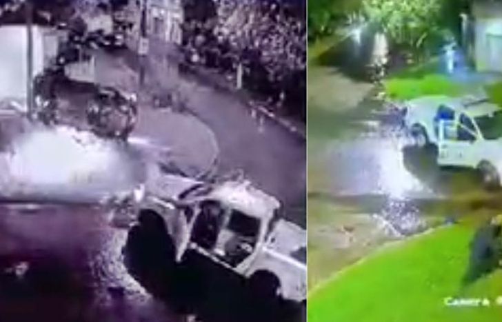 Las imágenes muestra la parte final de la persecución, con el choque del auto contra la pared.