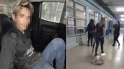 El ladrón fue atrapado y llevado esposado.