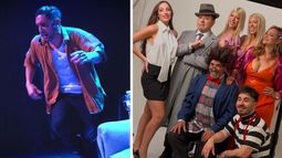 Pablo Cordonet e Iván Ramírez junto al elenco de la obra.