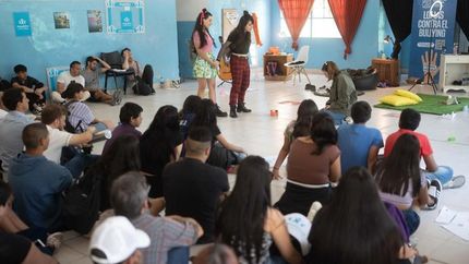 En el Envión de Albertina presentaron una obra de teatro.