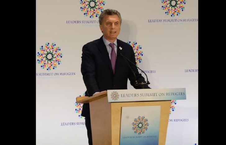 Nueva York - 20.09.16 - Los presidentes Mauricio Macri y Barack Obama escuchan a los oradores en la Cumbre de Líderes sobre Refugiados, que se realizó en la sede de la ONU. presidencia cf