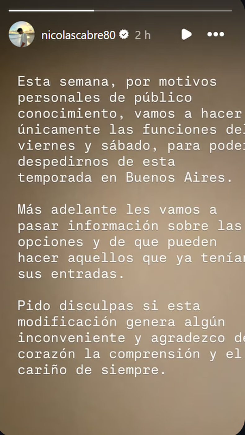 El posteo de Nicolas Cabre. 