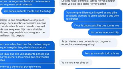 Los mensajes que recibió el detenido.