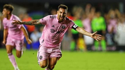 Lionel, en pleno festejo.