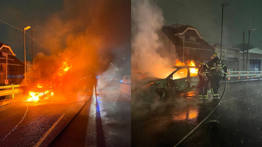 El auto quedó destruido por el incendio.
