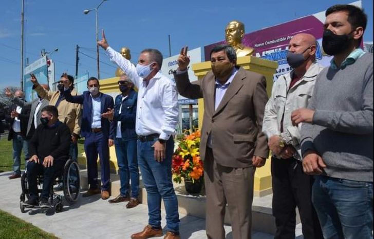 Dirigentes de la CGT en el aniversario del nacimiento de Perón.
