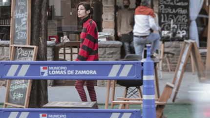 En plena filmación.