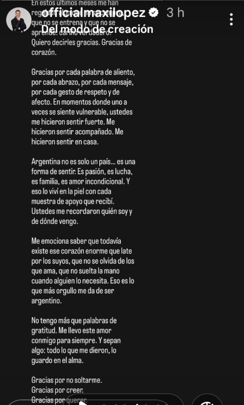 Agradeció por el cariño que le demostró la gente. 