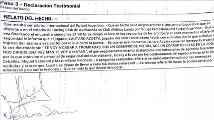Acosta fue denunciado por Herrera en la UFI 1 de Avellaneda. Acosta fue denunciado por Herrera en la UFI 1 de Avellaneda.