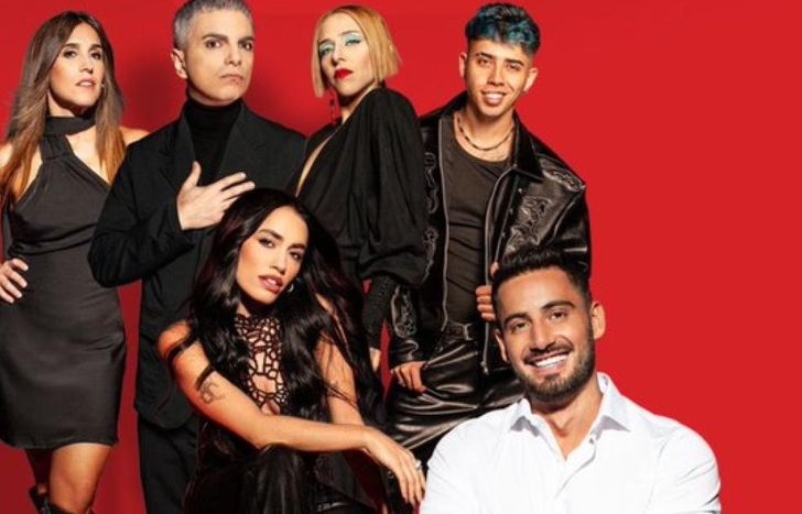 Nico Occhiato y los coaches de La Voz Argentina.