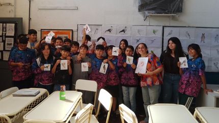 El libro tiene dibujos e información sobre 20 especies de aves.