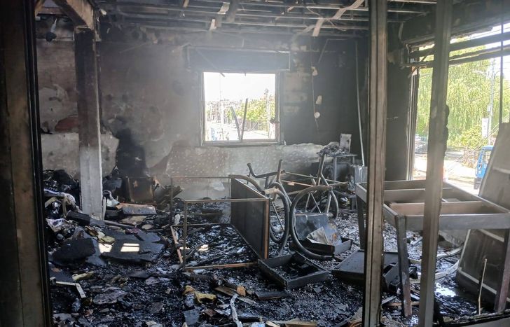 Así quedó la vivienda tras el incendio.