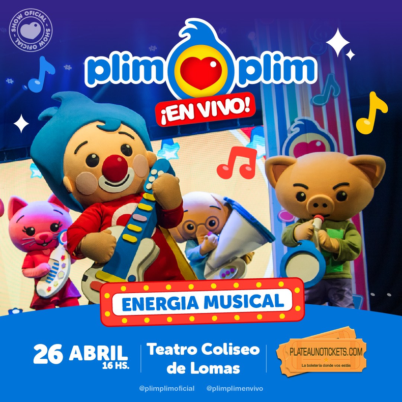 Plim Plim llega al Teatro Coliseo de Lomas de Zamora. 