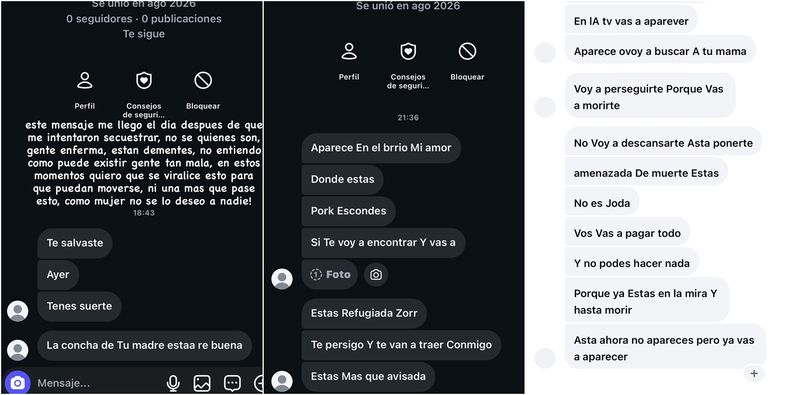 Las amenazas que recibe la joven en Instagram.