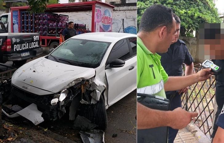El auto quedó muy dañado tras el choque.