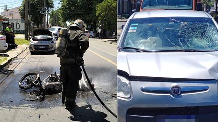 Los Bomberos de Lomas apagaron el incendio de la moto. Los Bomberos de Lomas apagaron el incendio de la moto.